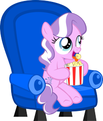 Size: 1025x1209 | Tagged: safe, artist:magerblutooth, diamond tiara, chair, missing accessory, popcorn, simple background, solo, transparent background, vector