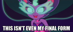 Size: 916x405 | Tagged: safe, screencap, midnight sparkle, sci-twi, twilight sparkle, equestria girls, friendship games, dragon ball z, image macro, meme, midnight sparkle's lines, solo, this isn't even my final form