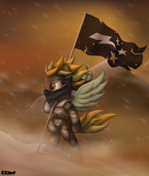 Size: 4213x4989 | Tagged: safe, artist:kiowa213, lightning dust, absurd resolution, armor, flag, solo