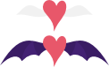 Size: 122x76 | Tagged: safe, artist:parclytaxel, oc, oc only, oc:sapphire scarletta, oc:veronica scarletta, bat wings, cutie mark, cutie mark only, error, heart, no pony, simple background, svg, transparent background, vector, wings