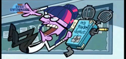 Size: 1280x603 | Tagged: safe, artist:crutonart, edit, edited screencap, screencap, sci-twi, twilight sparkle, equestria girls, friendship games, denzel crocker, solo, the fairly oddparents, the secret origin of denzel crocker