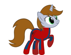 Size: 1024x790 | Tagged: safe, artist:aborrozakale, oc, oc only, oc:littlepip, pony, unicorn, fallout equestria, clothes, costume, fanfic, fanfic art, female, mare, simple background, solo, spider-man, transparent background, vector