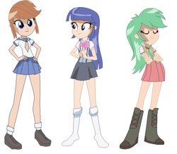 Size: 664x580 | Tagged: safe, artist:diamond23jewel, equestria girls, clothes, equestria girls-ified, higurashi no naku koro ni, mion sonozaki, rena ryuugu, rika furude, skirt, when the cicadas cry