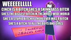 Size: 960x540 | Tagged: safe, screencap, principal abacus cinch, equestria girls, friendship games, bitch, image macro, kyle's mom is a bitch, meme, song reference, south park, south park: bigger longer and uncut, vulgar