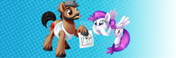 Size: 1599x533 | Tagged: safe, artist:centchi, oc, oc only, oc:blank canvas, bronycon, bronycon 2015, bronycon mascots, female, kissy face, male, mare, o3o, pencil, so awesome, stallion, tony fleecs