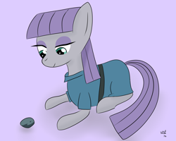 Size: 2000x1600 | Tagged: safe, artist:void236, boulder (pet), maud pie, earth pony, pony, clothes, female, gray coat, mare, purple mane