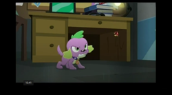 Size: 1027x567 | Tagged: safe, screencap, spike, spike the regular dog, dog, ladybug, equestria girls, friendship games, solo