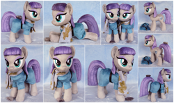 Size: 2343x1390 | Tagged: safe, artist:buttercupbabyppg, boulder (pet), maud pie, clothes, cute, irl, maudabetes, multeity, photo, plot, plushie, scarf