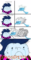 Size: 849x1662 | Tagged: safe, artist:ruriti, fleetfoot, soarin', are you frustrated?, comic, crying, dolan, emo, masterpiece, quality, stylistic suck, vulgar