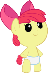 Size: 576x872 | Tagged: safe, artist:megarainbowdash2000, apple bloom, pony, baby, baby apple bloom, baby pony, diaper, foal, solo