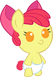 Size: 1707x2465 | Tagged: safe, artist:megarainbowdash2000, apple bloom, pony, baby, baby apple bloom, baby pony, diaper, foal, solo