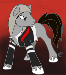 Size: 700x800 | Tagged: safe, artist:pikagur1xd, artist:pikagurlxd, [prototype], alex mercer, clothes, crossover, hoodie, ponified, solo