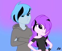 Size: 800x663 | Tagged: safe, artist:cute_pinkie7, oc, oc only, equestria girls, base used, couple, goth, lightning, roxy