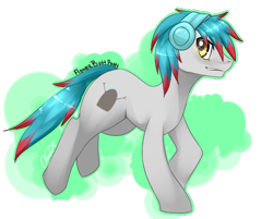 Size: 500x401 | Tagged: safe, artist:tomocreations, oc, oc only, oc:the living tombstone, earth pony, pony, fanart, flowerbuttpony, headphones, solo, thelivingtombstone