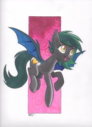 Size: 2040x2807 | Tagged: dead source, safe, artist:tonyfleecs, oc, oc only, oc:speck, bat pony, pony, solo