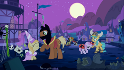 Size: 1366x768 | Tagged: safe, screencap, meadow song, noi, sunshower raindrops, luna eclipsed