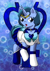 Size: 1024x1450 | Tagged: safe, artist:masqueradeofthenight, amy anderson, mizuno ami, ponified, sailor mercury, sailor moon, solo