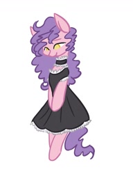 Size: 1000x1300 | Tagged: safe, artist:hippykat13, oc, oc only, /mlp/, clothes, curly hair, cute, dress, lace, maid, shy, solo