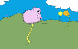 Size: 4848x3048 | Tagged: safe, artist:erhannis, oc, oc only, oc:fluffle puff, dr. seuss, grass, solo, style emulation, the lorax, tree, truffula tree