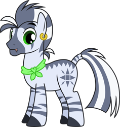 Size: 4948x5229 | Tagged: safe, artist:inuhoshi-to-darkpen, oc, oc only, oc:checker, zebra, absurd resolution, earring, piercing, simple background, solo, transparent background, vector