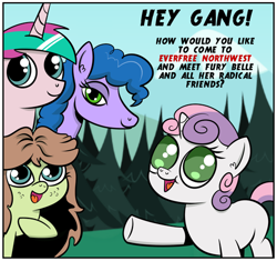 Size: 500x469 | Tagged: safe, artist:catfood-mcfly, sweetie belle, oc, oc:checked privilege, oc:fat shamed, oc:justice belle, oc:slut shamed, alicorn, pony, alicorn oc, everfree northwest, fury belle