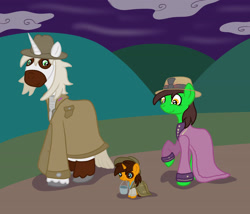 Size: 3500x3000 | Tagged: safe, artist:bigmackintosh, oc, oc only, oc:aíne, oc:chic pea, oc:hardy mackintosh, blacksmith, clara clayton, clothes, costume, doc brown, hardpea, marty mcfly, nightmare night