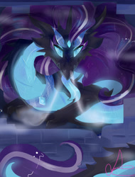 Size: 3512x4612 | Tagged: safe, artist:rayadra, nightmare rarity, dragon, castle, dragonified, female, raridragon, solo, species swap