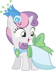 Size: 2981x3742 | Tagged: safe, artist:rainihorn, sweetie belle, make new friends but keep discord, clothes, cute, dress, gala dress, simple background, solo, transparent background, vector