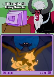 Size: 564x800 | Tagged: safe, lord tirek, chernabog, disney, exploitable meme, fantasia, meme, night on bald mountain, obligatory pony, tirek's favorite, tv meme