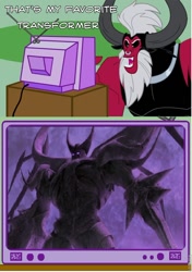 Size: 566x803 | Tagged: safe, lord tirek, exploitable meme, meme, obligatory pony, tirek's favorite, transformers, transformers prime, tv meme, unicron