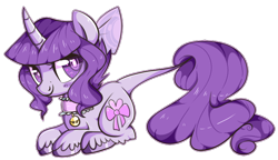 Size: 748x431 | Tagged: safe, artist:suzuii, oc, oc only, oc:pastella, pony, unicorn, hair bow, solo