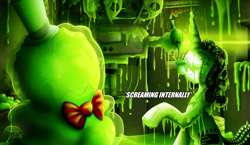 Size: 1250x725 | Tagged: safe, artist:jamescorck, smooze, oc, oc:movie slate, descriptive noise, flubber, meme, screaming internally, slime