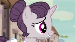 Size: 1278x713 | Tagged: safe, screencap, sugar belle, the cutie map, meme, youtube caption