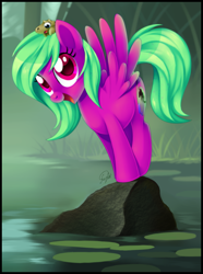 Size: 2109x2832 | Tagged: safe, artist:centchi, oc, oc only, oc:dew drop, pegasus, pony, solo, swamp