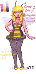 Size: 394x800 | Tagged: safe, artist:mcponyponypony, cherry berry, human, art pack:my little sweetheart, art pack:my little sweetheart 4, luna eclipsed, bee costume, clothes, costume, halloween, humanized, my little sweetheart, solo