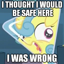 Size: 350x350 | Tagged: safe, screencap, lemon hearts, amending fences, beaker, erlenmeyer flask, faic, flaskhead hearts, horrified, image macro, meme, reaction image, solo, younger