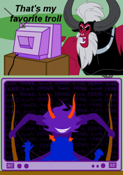 Size: 564x800 | Tagged: safe, lord tirek, exploitable meme, gamzee makara, homestuck, meme, obligatory pony, tirek's favorite, tv meme