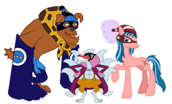 Size: 1449x882 | Tagged: safe, artist:inkheart7, artist:moheart7, diamond dogified, foxy the silver fox, hamburg, one piece, ponified, porche, simple background, solo, transparent background