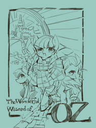 Size: 1000x1333 | Tagged: safe, artist:wan, coco pommel, made in manehattan, monochrome, ponified, the wizard of oz