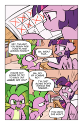 Size: 800x1200 | Tagged: safe, artist:pixel-prism, spike, twilight sparkle, twilight sparkle (alicorn), alicorn, dragon, pony, comic:lesson learned, calendar, comic, dialogue, female, mare, speech bubble