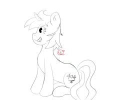 Size: 1280x1024 | Tagged: artist needed, safe, oc, oc only, pony, unicorn, 404, monochrome, sitting, smiling, solo