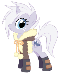 Size: 1209x1500 | Tagged: safe, artist:centchi, oc, oc only, oc:bunny slope, pony, unicorn, boots, clothes, freckles, jacket, simple background, solo, transparent background