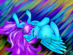 Size: 2560x1914 | Tagged: safe, artist:stirren, oc, oc only, pegasus, pony, on back, prize, solo