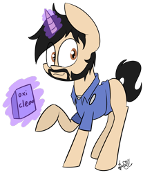 Size: 1243x1410 | Tagged: safe, artist:befishproductions, billy mays, my little art challenge, oxi clean, ponified, signature, simple background, solo, transparent background