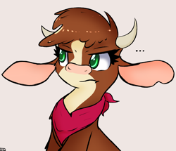 Size: 1280x1100 | Tagged: safe, artist:freefraq, arizona cow, cow, them's fightin' herds, ..., community related, impossibly large ears, solo