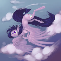 Size: 700x700 | Tagged: safe, artist:xenon, oc, oc only, oc:airbrush, pegasus, pony, cloud, cloudy, flying, sky, solo