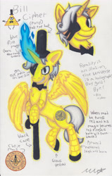 Size: 3805x5989 | Tagged: safe, artist:neonredwings, derpibooru import, bill cipher, gravity falls, ponified