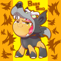 Size: 700x700 | Tagged: safe, artist:naoki, babs seed, wolf, one bad apple, adorababs, animal costume, big babs wolf, clothes, costume, cute, looking at you, pixiv, smirk, solo