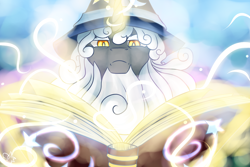 Size: 900x600 | Tagged: safe, artist:nothingspecialx9, star swirl the bearded, book, magic, newbie artist training grounds, solo, telekinesis