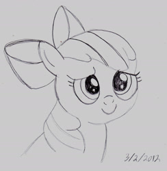 Size: 1819x1866 | Tagged: safe, artist:ced75, apple bloom, earth pony, pony, apple bloom's bow, female, filly, hair bow, simple background, sketch, white background